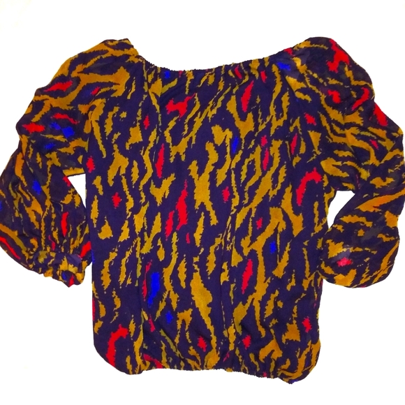 Willi Smith Boho Pattern Peasant Top - Picture 1 of 5